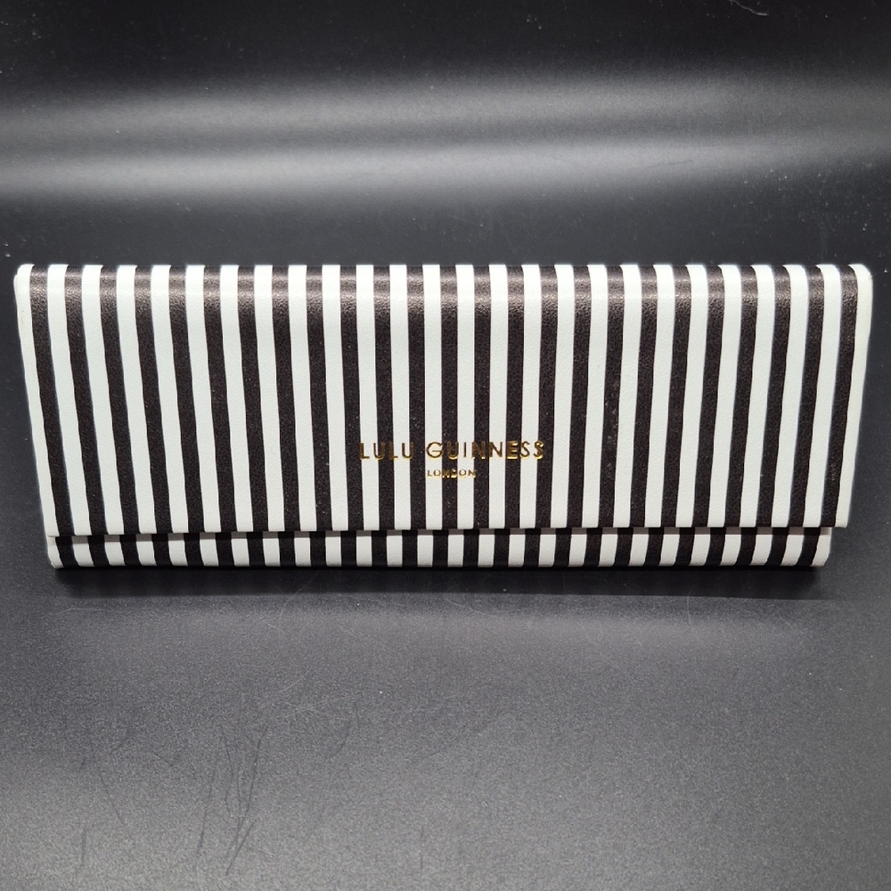 Lulu Guinness Black & White Striped Triangle Glass Case
